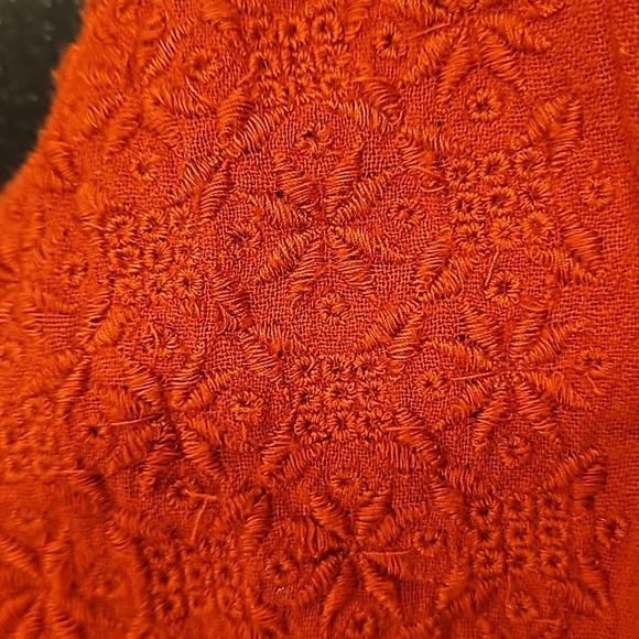 💕DOEN💕 Source Embroidered Gauze Top ~ Rust Burnt Orange XS *MissingTassle* - Picture 12 of 14
